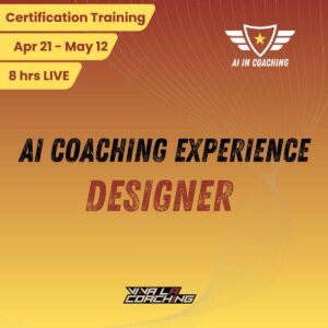 AI Coaching Experience Designer with Dates and two Logos