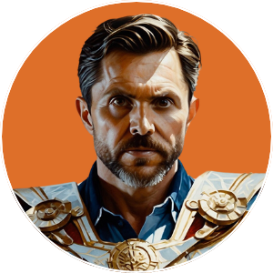 Avatar style image of Lewin Keller with orange background
